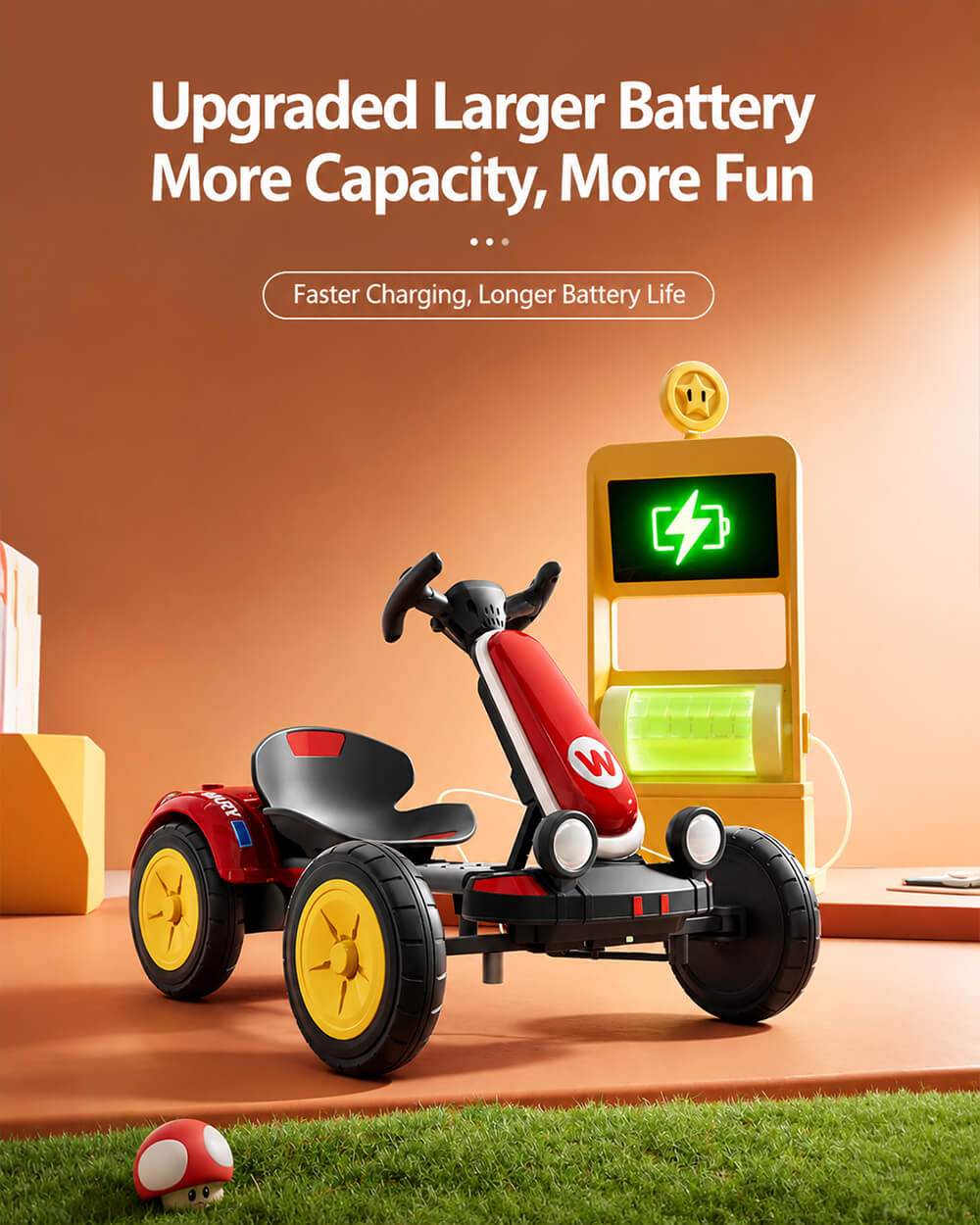 6V Kids Electric Go-Kart with Remote Control and Adjustable Seat Foldable Ride-On Car For Outdoor