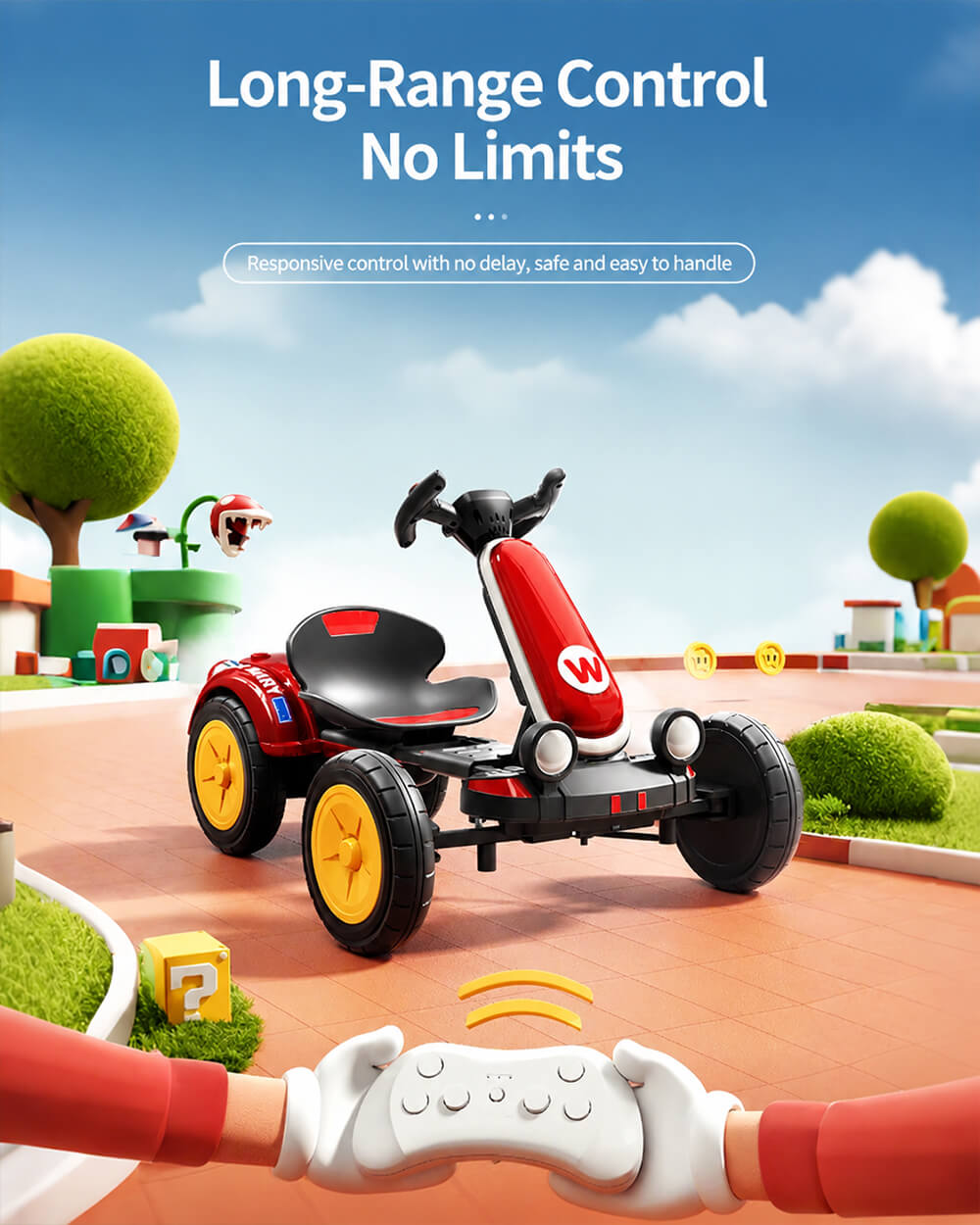 6V Kids Electric Go-Kart with Remote Control and Adjustable Seat Foldable Ride-On Car For Outdoor