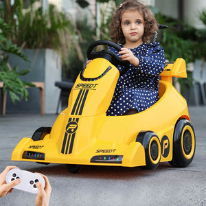 Kids Electric Go Kart with Remote & Adjustable Push Bar Dual Drive Drift Ride on Cars For Boys Girls