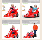 Kids Electric Go Kart with Remote & Adjustable Push Bar Dual Drive Drift Ride on Cars For Boys Girls