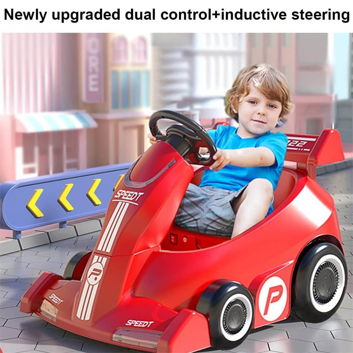 Kids Electric Go Kart with Remote & Adjustable Push Bar Dual Drive Drift Ride on Cars For Boys Girls