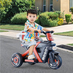 6V Kids Electric Motorcycle 3 Wheels Car Large Battery Powered Ride On Toys Enlarge Backrest With Guardrail
