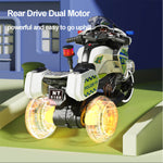 Kids Electric Motorcycle 3 Wheels Police Car Dual Drive With Double Storage Boxes For Boys & Girls
