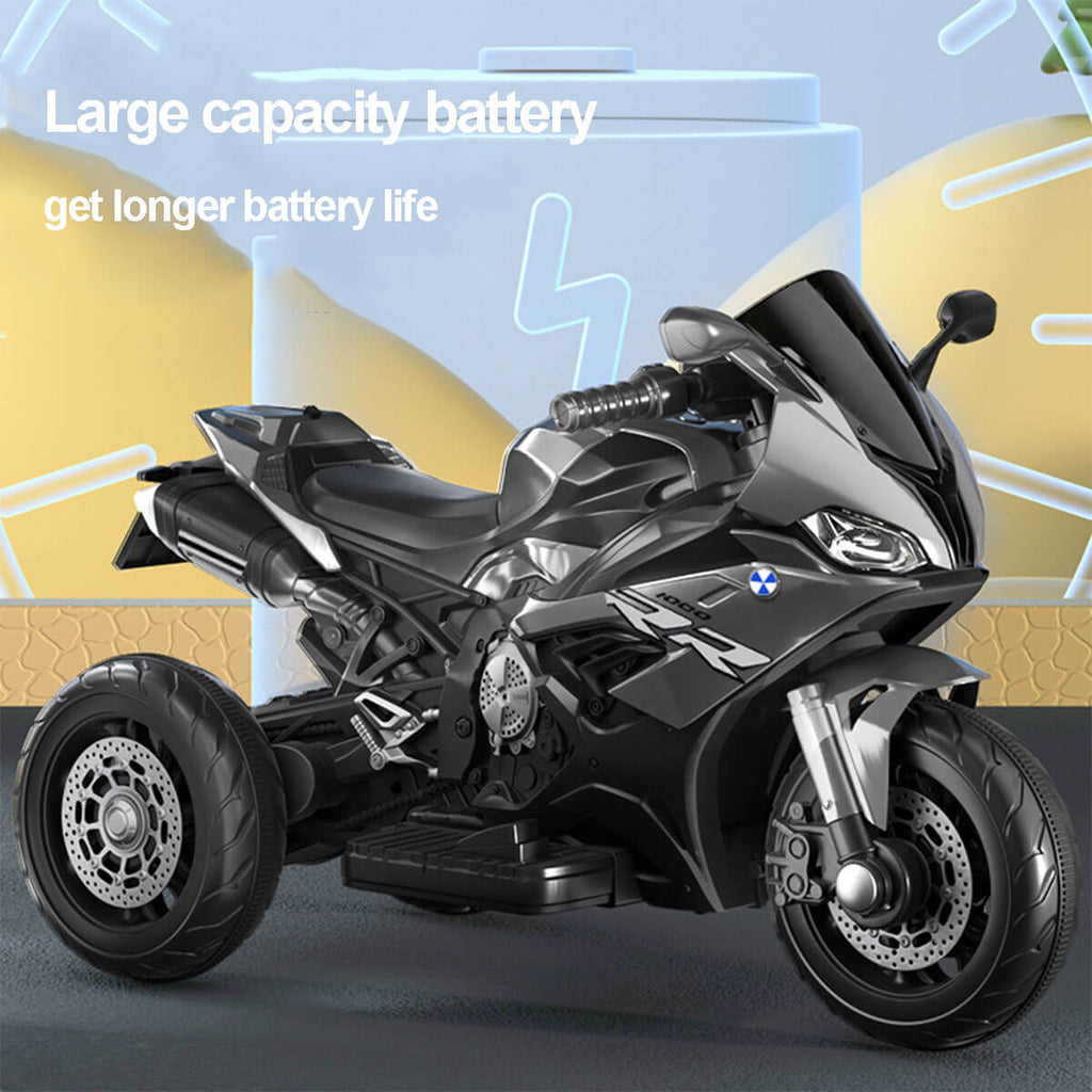 6V Kids Electric Motorcycle Dual Drive 3 Wheels Car Large Battery Powered With Bluetooth For Boys & Girls