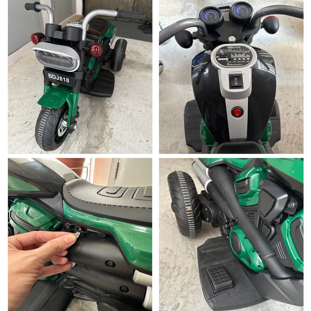 6V Kids Electric Motorcycle Dual Drive 3 Wheels Car Battery Powered Ride On Toys w/LED Headlights & Music