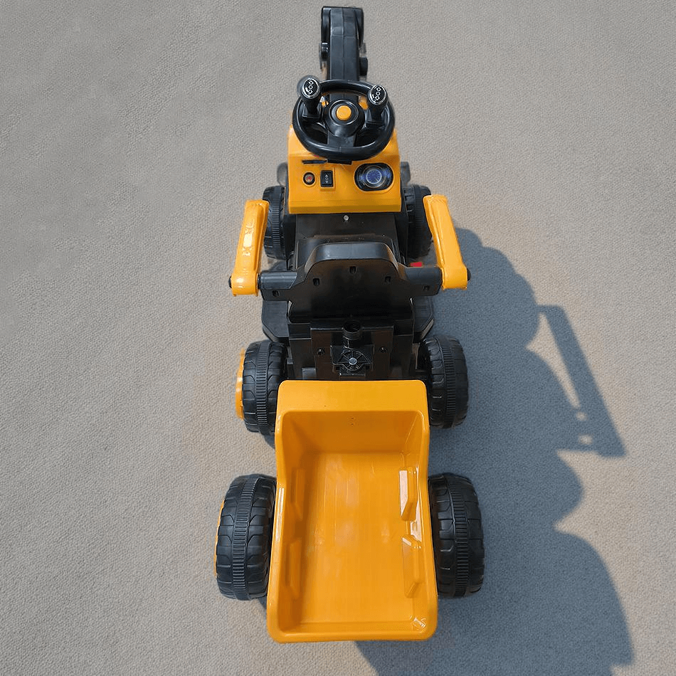 3-In-1 Toddler 6V Ride-On Push Car Kids 4WD Rechargeable Excavator with Fully Electric Digging Arm