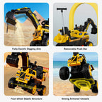 Kids Electric Ride-On Excavator w/ Push Bar Extended Wide Safe Seat With Front Power Arm & Light Music