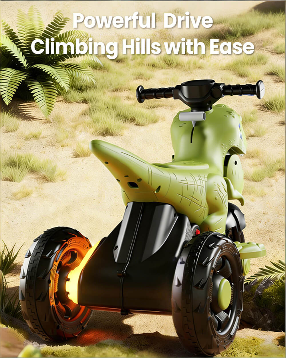 6V Kids Dinosaur Motorcycle Spray Ride on Motorcycle 3-Wheel Stable Car with Bluetooth Music