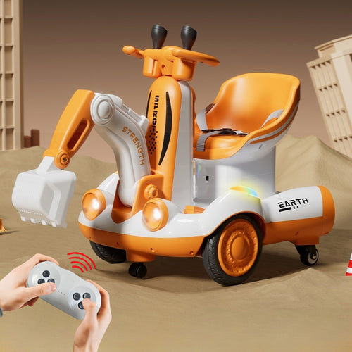 6V Kids Ride-On Excavator Fully Electric Digging Arm Ride On Toy with Safety Belt