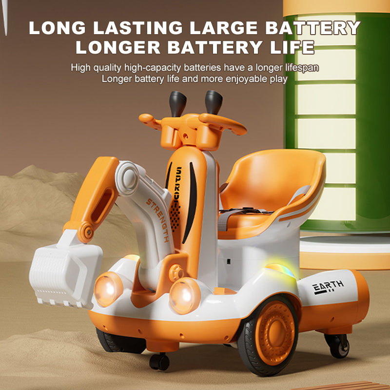6V Kids Ride-On Excavator Fully Electric Digging Arm Ride On Toy with Safety Belt