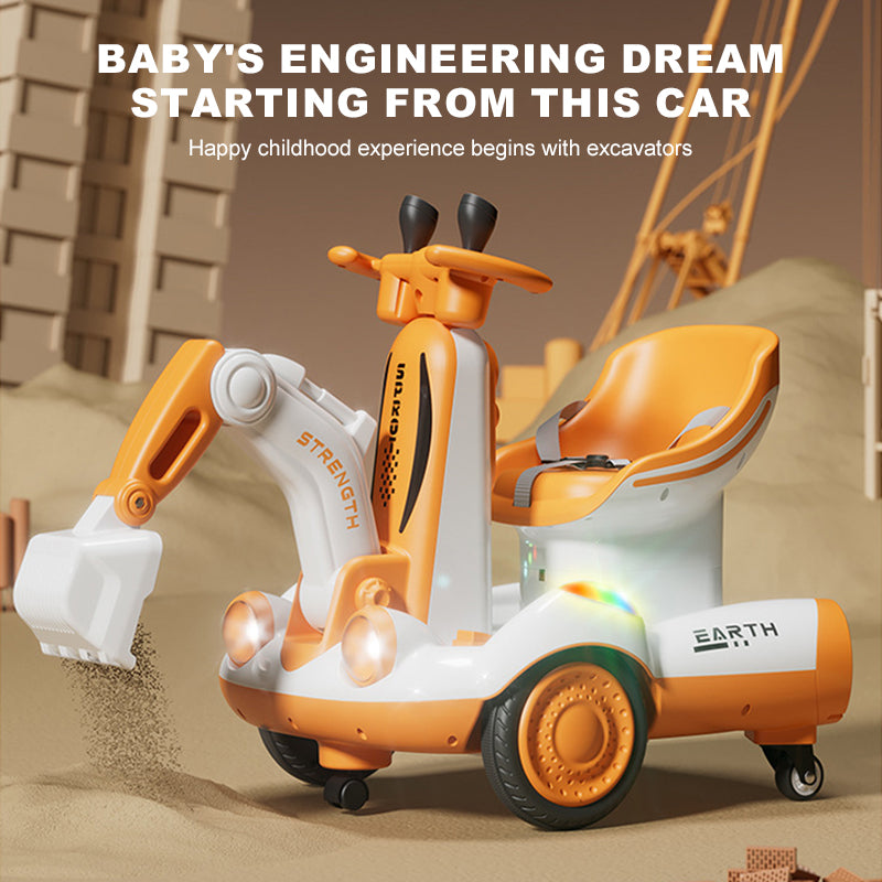 6V Kids Ride-On Excavator Fully Electric Digging Arm Ride On Toy with Safety Belt