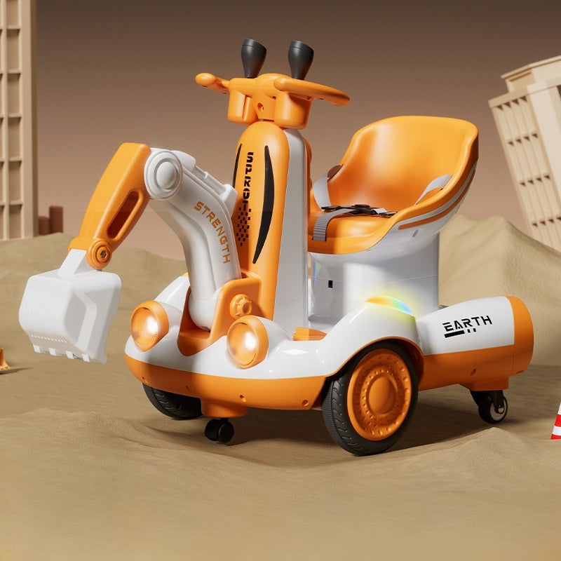 6V Kids Ride-On Excavator Fully Electric Digging Arm Ride On Toy with Safety Belt