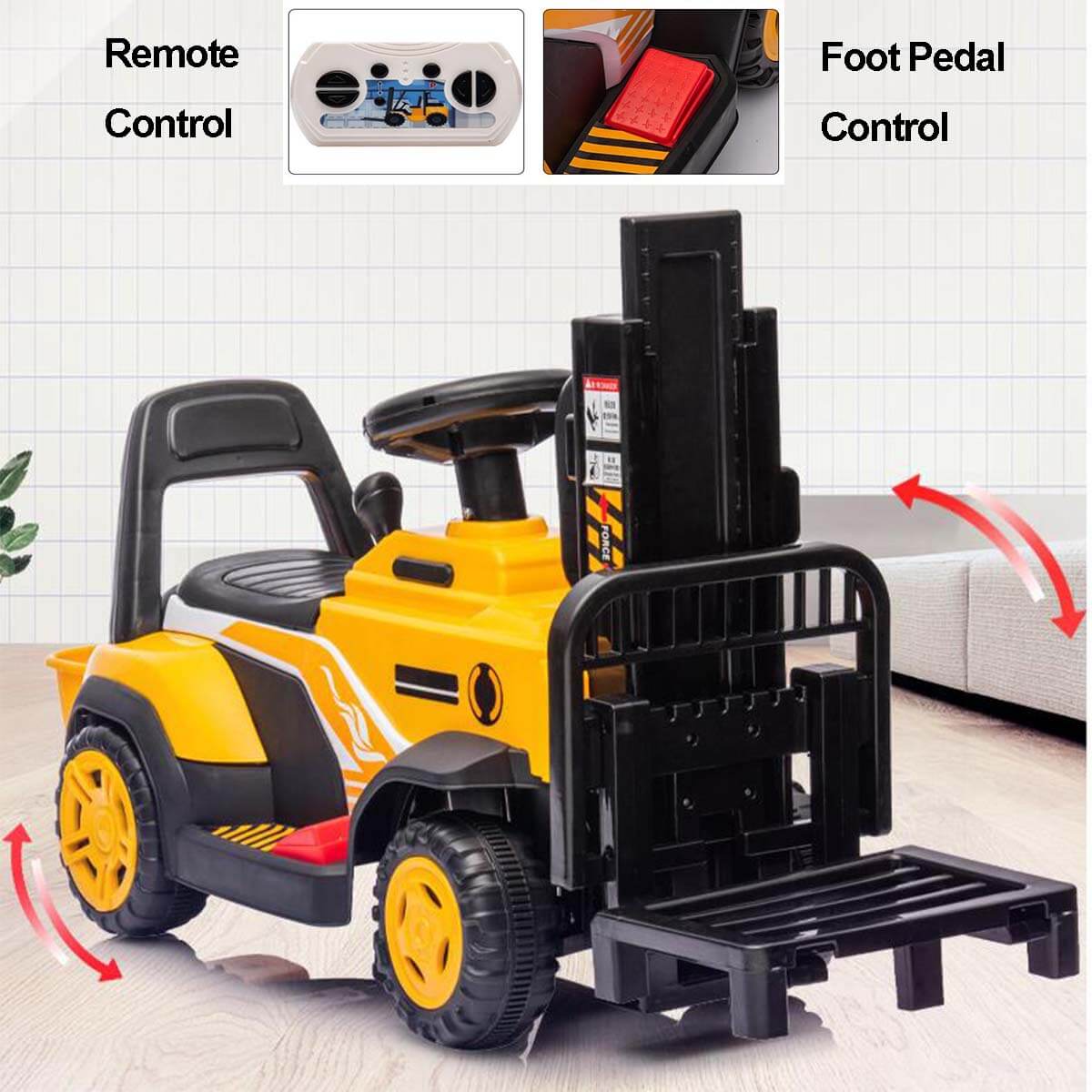 6V Kids Ride On Forklift Car Electric Fork Truck with Liftable Fork and Pallet For Boys Girls