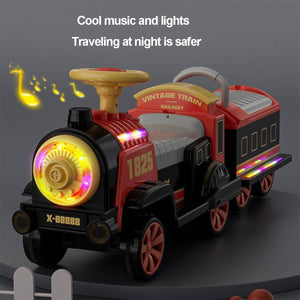 6V Ride On Train Battery Powered Spray Train Rides Dual Drive Electric Ride On Car With Light & Music