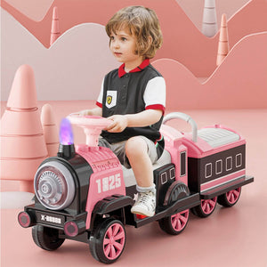 6V Ride On Train Battery Powered Spray Train Rides Dual Drive Electric Ride On Car With Light & Music