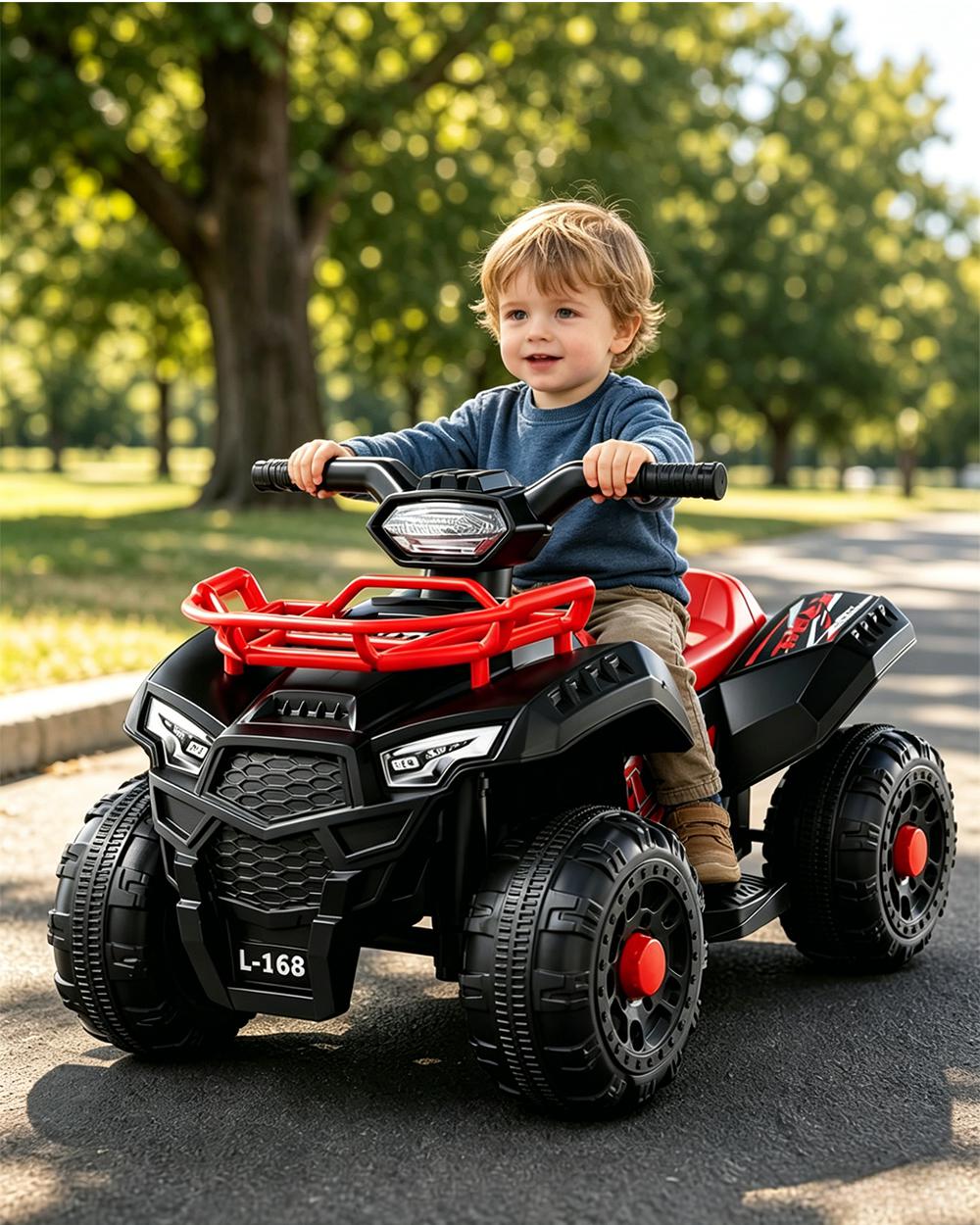 6V Ride on Car Electric Quad ATV 4 Wheels Ride on Toy with Soft Start and Removable Battery for Kids 3+