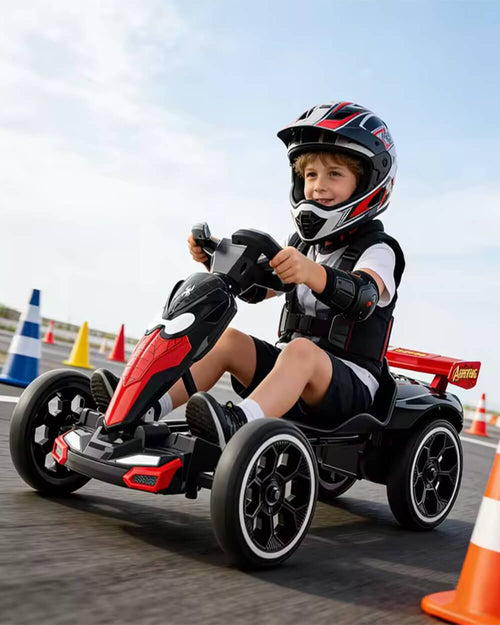 6V Spider Electric Go Kart Foldable Ride On Toy with LED Headlights and Safty Belt For Kids