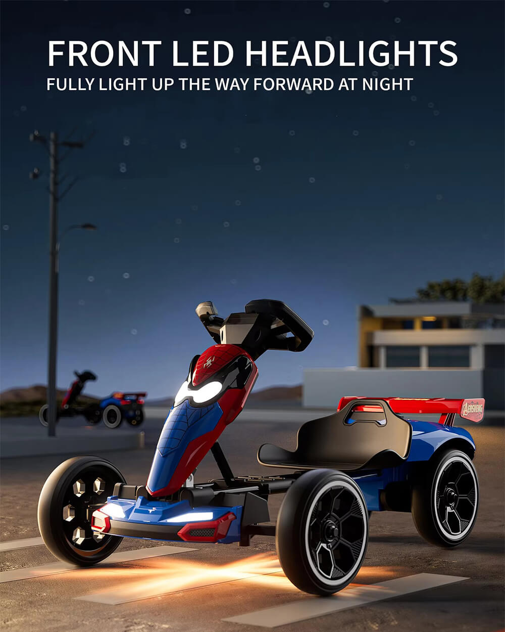 6V Spider Electric Go Kart Foldable Ride On Toy with LED Headlights and Safty Belt For Kids