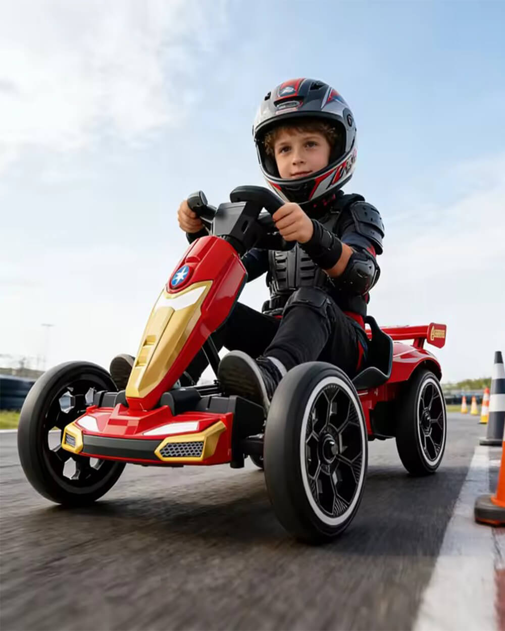 6V Spider Electric Go Kart Foldable Ride On Toy with LED Headlights and Safty Belt For Kids