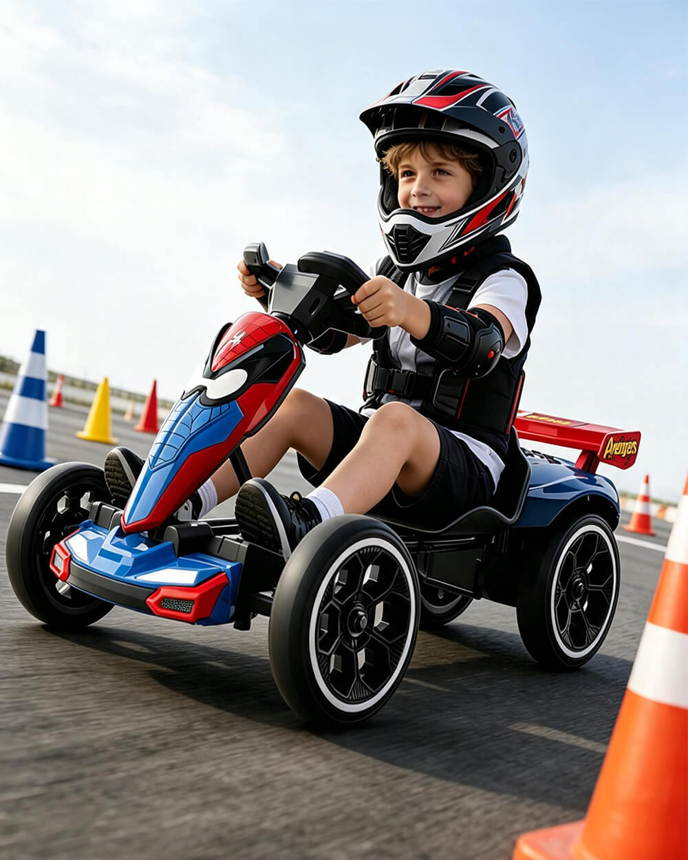 6V Spider Electric Go Kart Foldable Ride On Toy with LED Headlights and Safty Belt For Kids