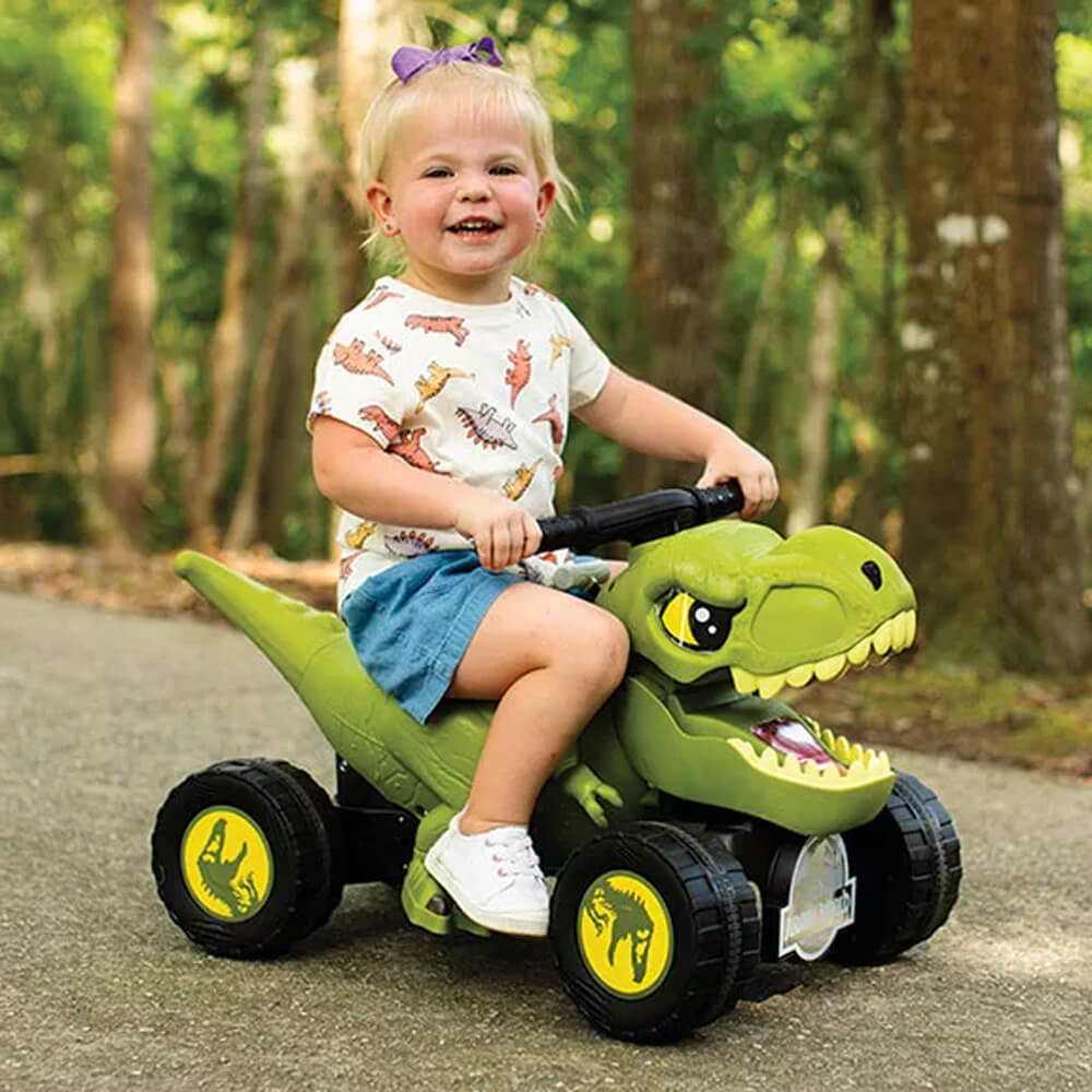 Jurassic World 6V T-Rex Quad Toddler Electric Dinosaur Power Car with 4 Wheels