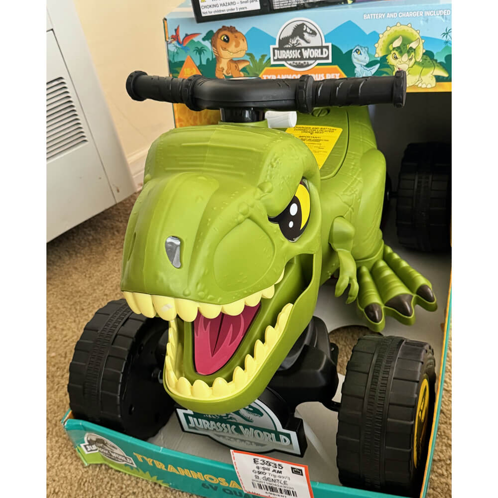 Jurassic World 6V T-Rex Quad Toddler Electric Dinosaur Power Car with 4 Wheels