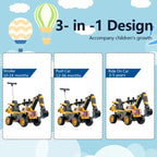 Kids Electric Ride-On Excavator w/ Push Bar Extended Wide Safe Seat With Front Power Arm & Light Music