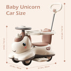 6V Unicorn 4-in-1 Kids Electric Car Bluetooth Ride-On Toy Detachable Push Handle with Music Light