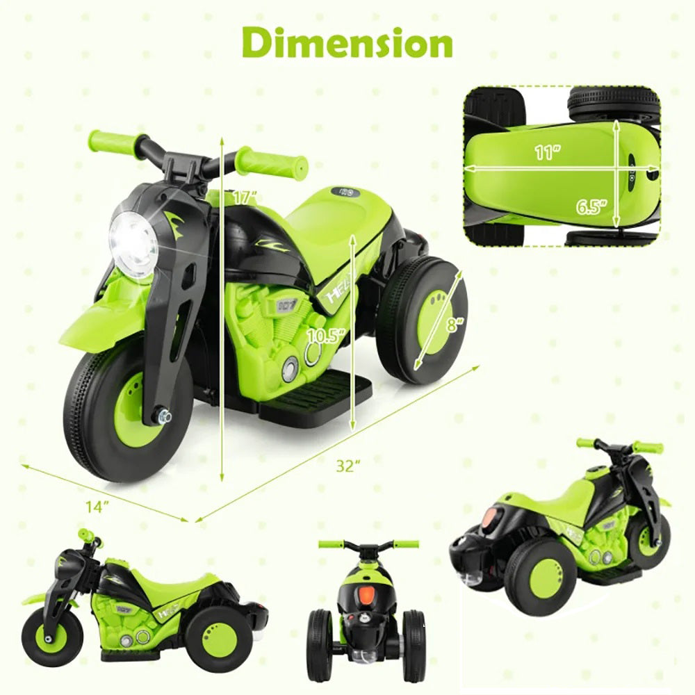 6V Electric Ride-On Bubble Motorcycle for Kids 3-Wheeled Electric Bike with Big Headlight & Music