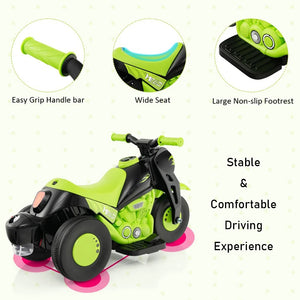 6V Electric Ride-On Bubble Motorcycle for Kids 3-Wheeled Electric Bike with Big Headlight & Music