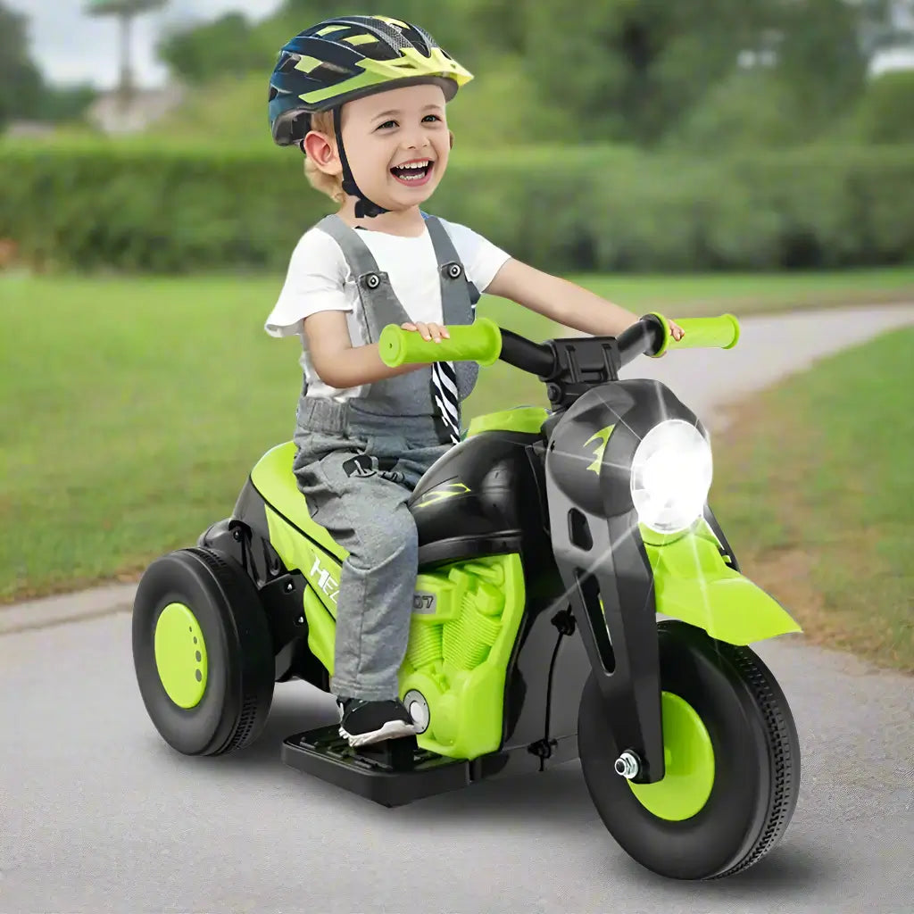 6V Electric Ride-On Bubble Motorcycle for Kids 3-Wheeled Electric Bike with Big Headlight & Music