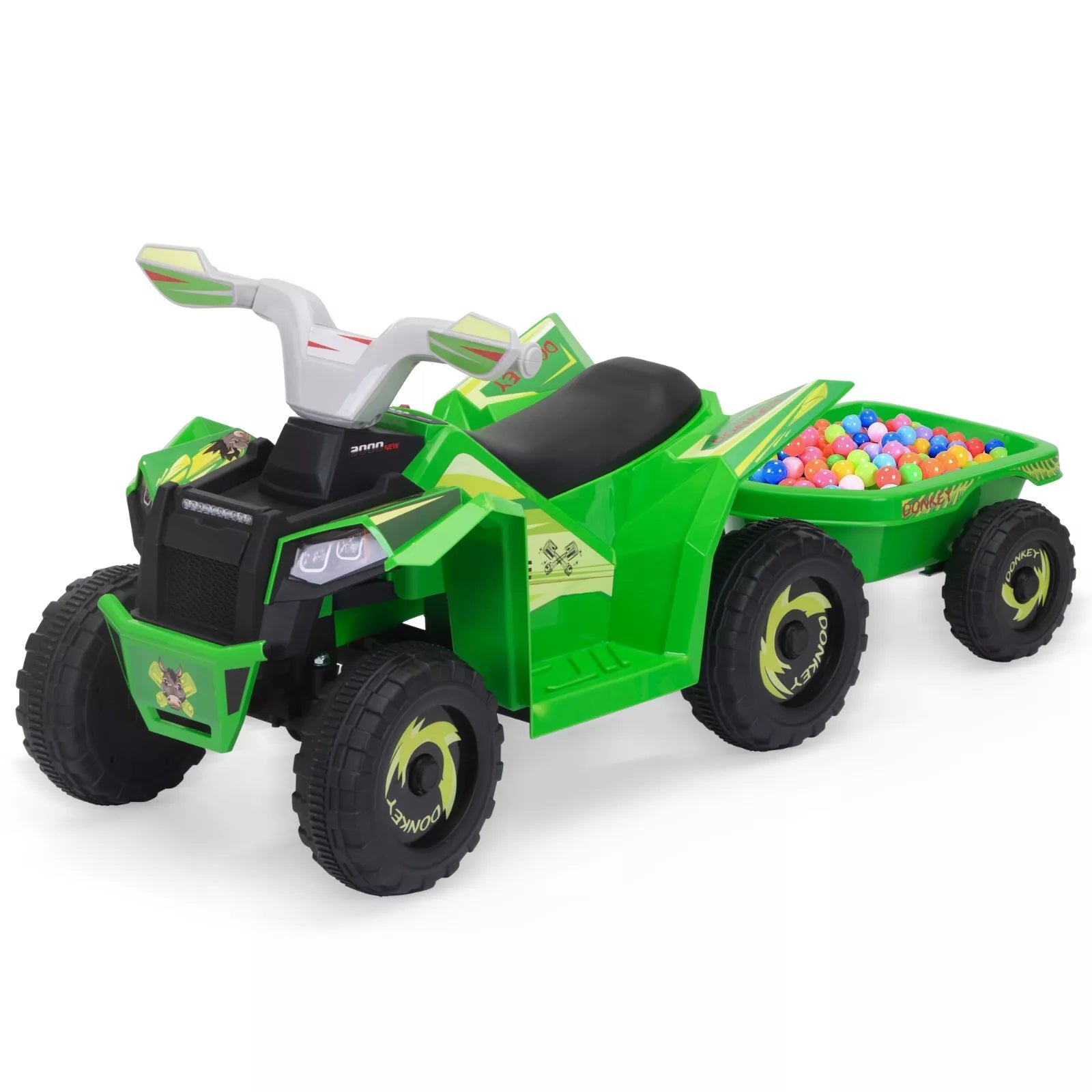 6V Kids Ride-On ATV with Detachable Trailer – Electric Quad for Ages 3-6, Bluetooth, Music, & Safe Design