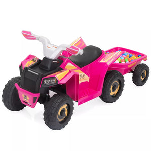 6V Kids Ride-On ATV with Detachable Trailer – Electric Quad for Ages 3-6, Bluetooth, Music, & Safe Design