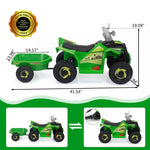 6V Kids Ride-On ATV with Detachable Trailer – Electric Quad for Ages 3-6, Bluetooth, Music, & Safe Design