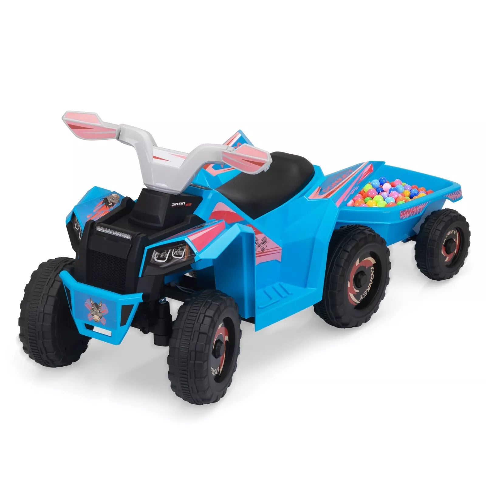 6V Kids Ride-On ATV with Detachable Trailer – Electric Quad for Ages 3-6, Bluetooth, Music, & Safe Design