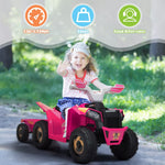 6V Kids Ride-On ATV with Detachable Trailer – Electric Quad for Ages 3-6, Bluetooth, Music, & Safe Design