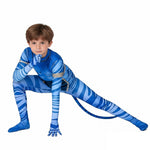 Jake Sully Costume Blue Bodysuit with Apron 2-Piece Set Pandora Cosplay Outfit