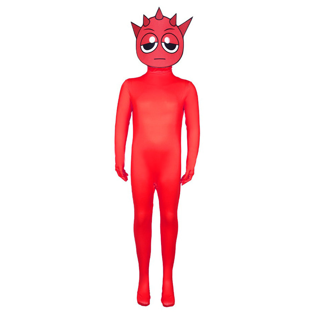 Kids Raddy Costume Game Incredibox Red Jumpsuit Sprunki Raddy Cosplay Outfit