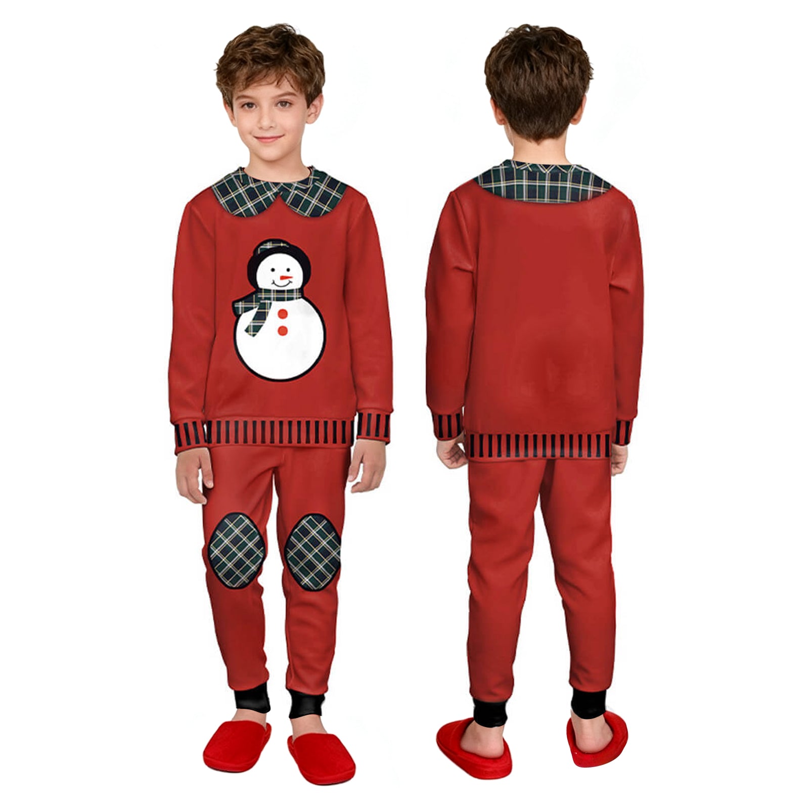 Kids Christmas Sweatshirt Boys Girls Long Sleeve Xmas Pullover Shirt and Pants Set for 4-8 years