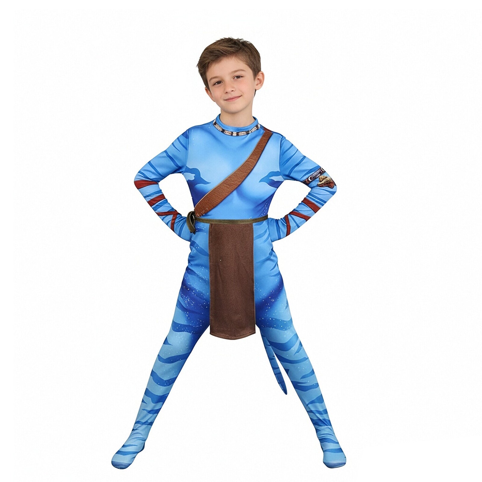 Jake Sully Cosplay Outfit Blue/Brown Full Zentai Bodysuit Na'vi Costume