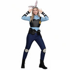 Officer Judy Costume Blue Police Uniform with Badge Tail Ear Waistbag Complete Cosplay Suit