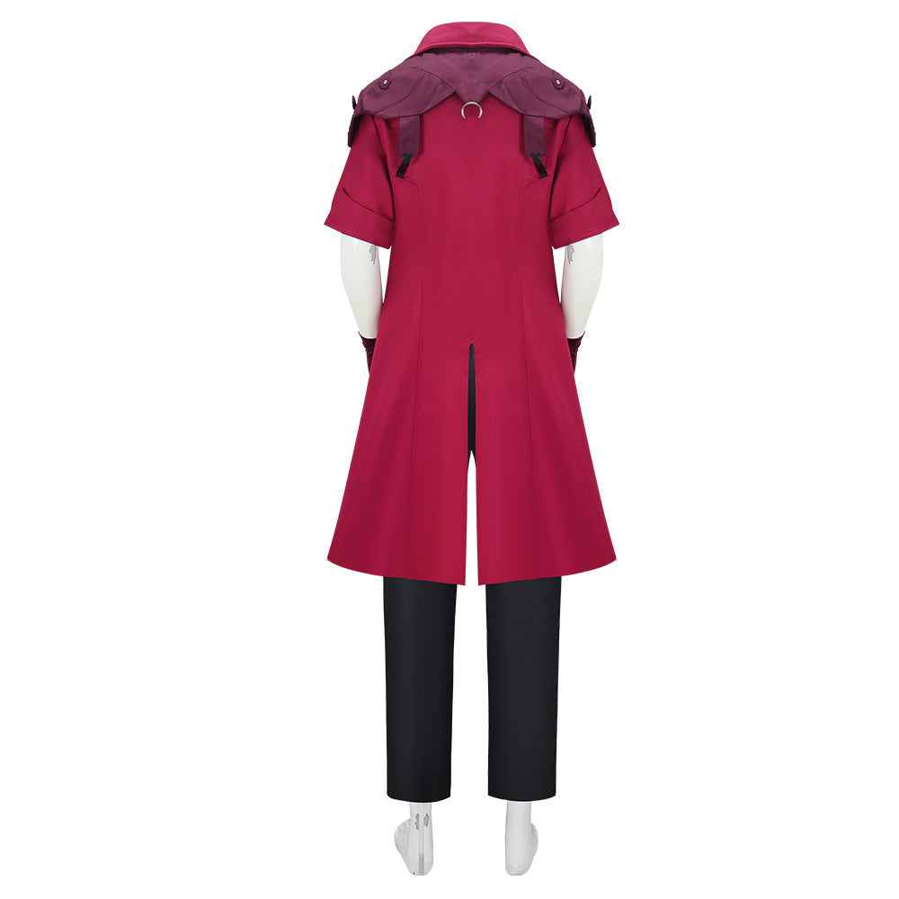 Men's Demon Hunter Costume Red Long Trench Coat with Vest Pant and Gloves for Hero Cosplay Events