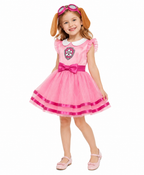 Girls Skye Costume Pink Aviator Puppy Tulle Dress with Goggles Headband for Cosplay Birthday Party