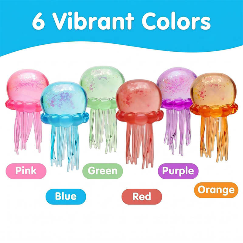 6pcs Jellyfish Squishy Ocean Crystal Stress Relief Toys Sensory Fidgets for Kids & Adults