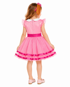 Girls Skye Costume Pink Aviator Puppy Tulle Dress with Goggles Headband for Cosplay Birthday Party