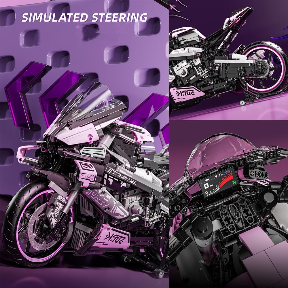 Motorcycle Building Blocks Kit Racing Motorcycle Model Desk Ornament for Kids and Adults