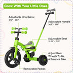 Stroller Bike 4 in 1 Tricycle With Detachable Push Bar Toddler Balance Bike Ride On Toys