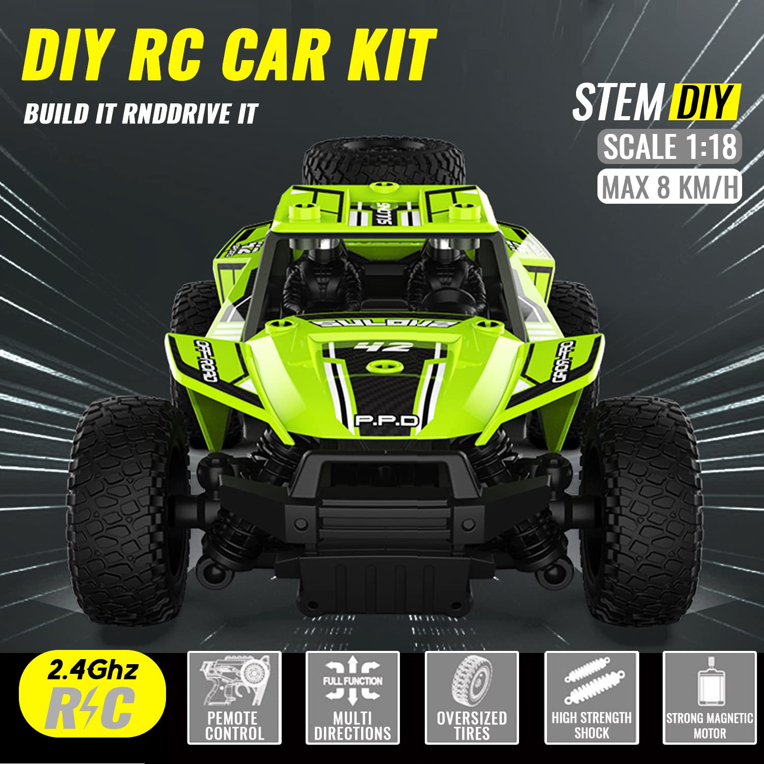 DIY 1/18 Remote Control Car 2.4G Off-road Short Truck Educational Assembly Toys