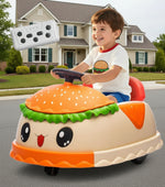 12V Electric Bumper Kids Ride On Car with Remote Cute Burger Design 360° Spin Toy