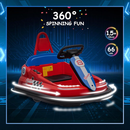 6V Bumper Car 360° Spin Electric Ride On Toys with Lights Music Safety Belts